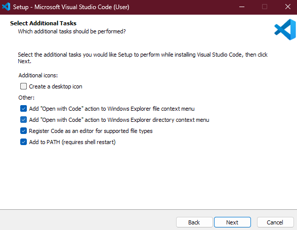 VS Code Installation screen